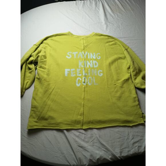 Aerie Down To Earth Crew Sweatshirt Staying Kind Feeling Cool in Green Small - Picture 1 of 4